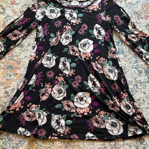 Everly Floral Flowers Long Sleeve Dress Stretch Womens Large - Picture 3 of 10